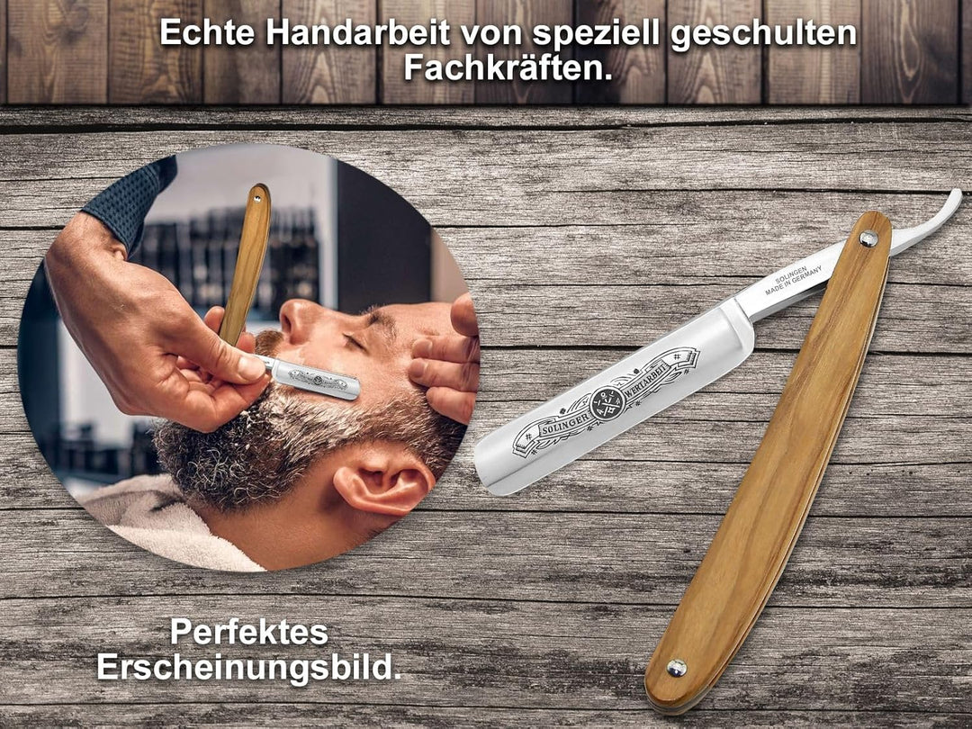 InstrumenteNrw Solingen Rasiermesser Set mit extra breitem Streichriemen für die klassische Nassrasu