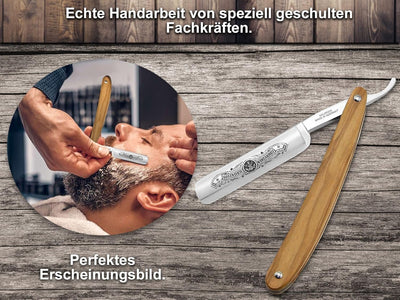 Rasiermesser Solingen im Set mit Extra Breitem Abziehleder Lederriemen Rasier-Set Herren für die kla