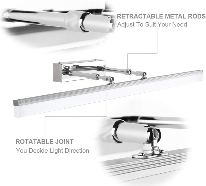 Klighten LED Spiegelleuchte 18W Einstellbare Halterung, LED Badleuchte für Badzimmer Spiegel, Schmin