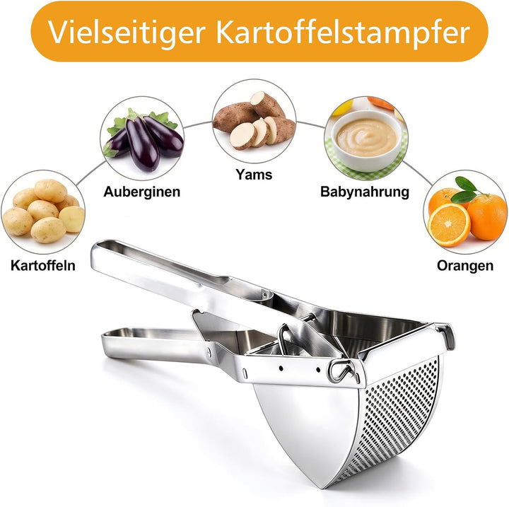 Kartoffelpresse Edelstahl grosses Kartoffelstampfer Fassungsvermögen geeignet für die Zubereitung vo
