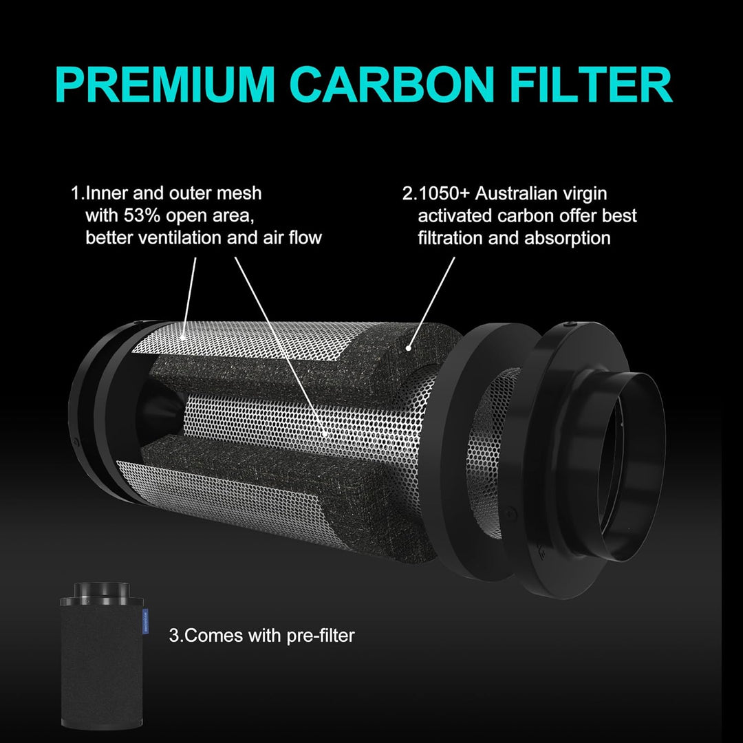 Luftkohlefilter, 10,2 cm, Geruchskontrolle, entfernt 3 x mehr Gerüche, Verunreinigungen, australisch