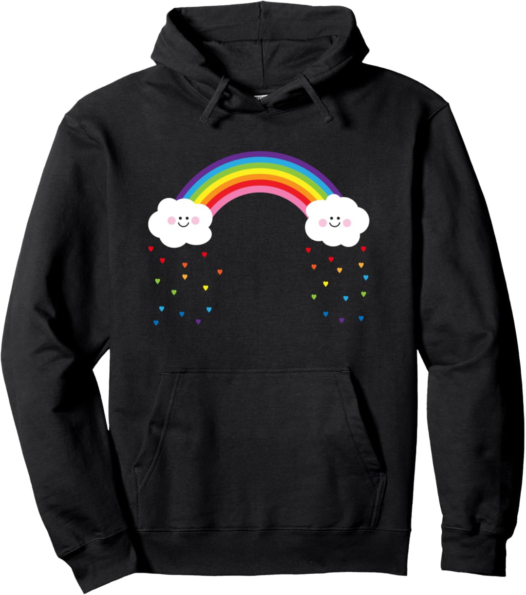 Womens Valentines Day t-shirt Love Hearts and rainbows Pullover Hoodie