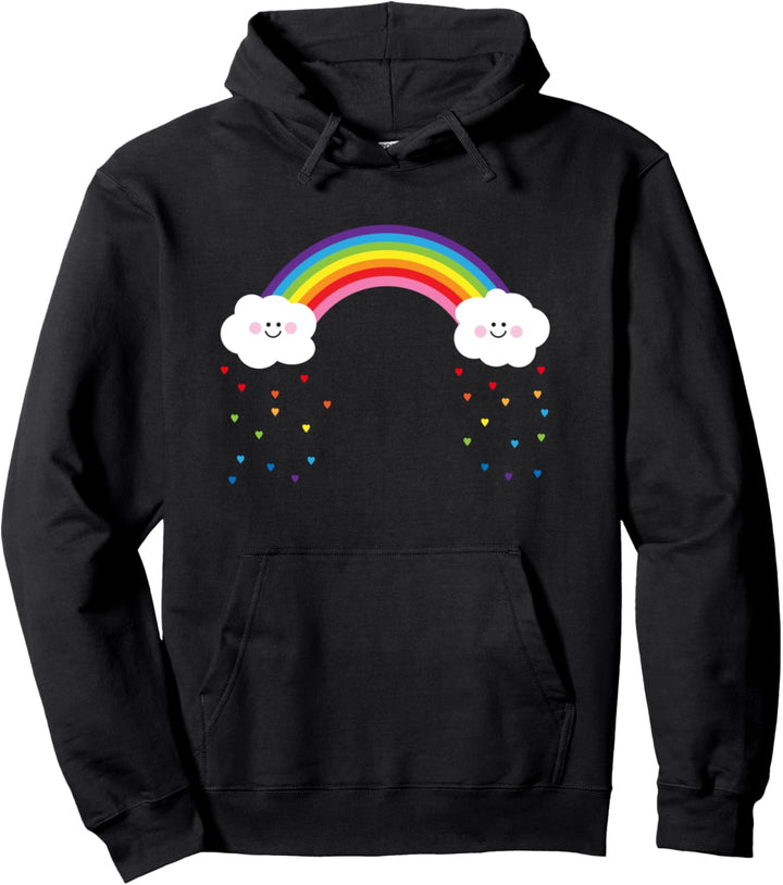 Womens Valentines Day t-shirt Love Hearts and rainbows Pullover Hoodie