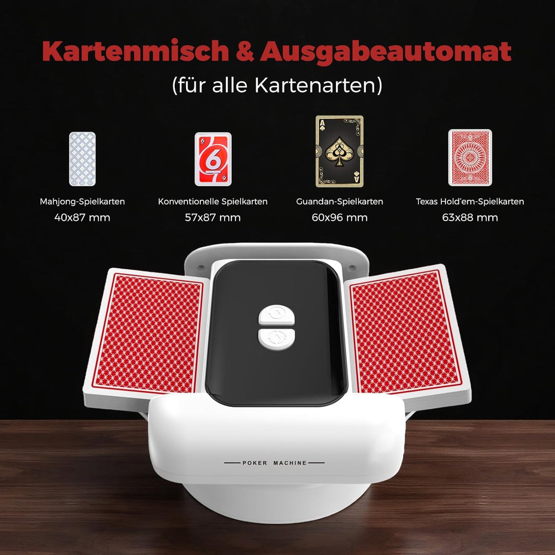 Automatischer Kartenmischer, 2 Laufmodi, Aufladbar mit Langzeit-Batterie, Geräuschlos, für UNO, Poke