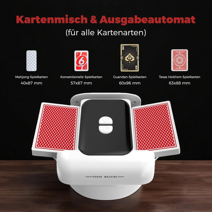 Automatischer Kartenmischer, 2 Laufmodi, Aufladbar mit Langzeit-Batterie, Geräuschlos, für UNO, Poke