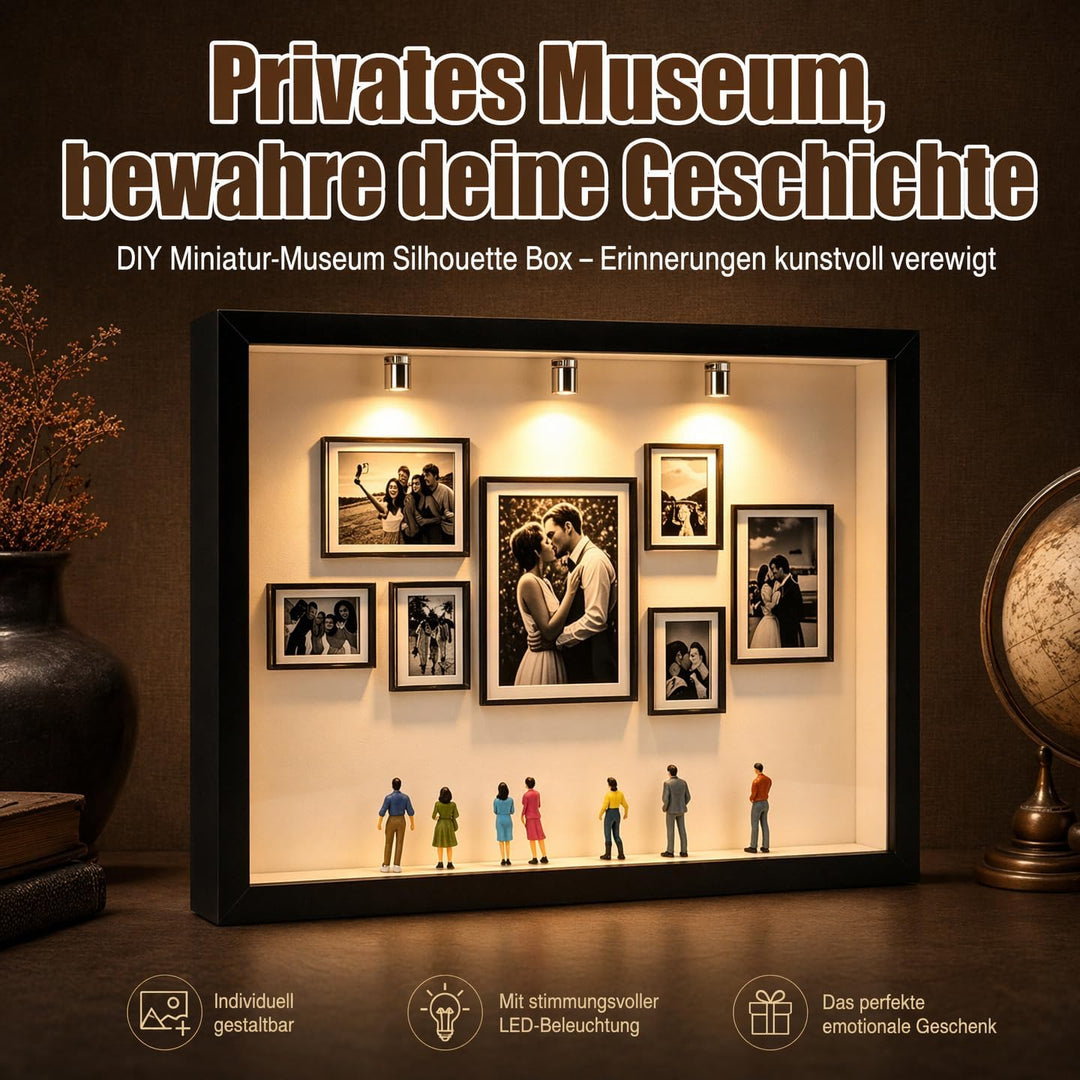 DIY Mini Museum Bilderrahmen, Mini Figuren Menschen MuseumSilhouette Box, Museum of Us, Miniatur Men