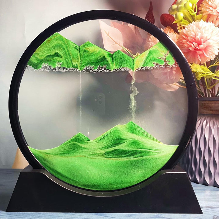 Arthink Bewegliche Sandkunst Bild in Bewegung, rundes Glas, 3D, Tiefseelandschaft, dynamische Sandku