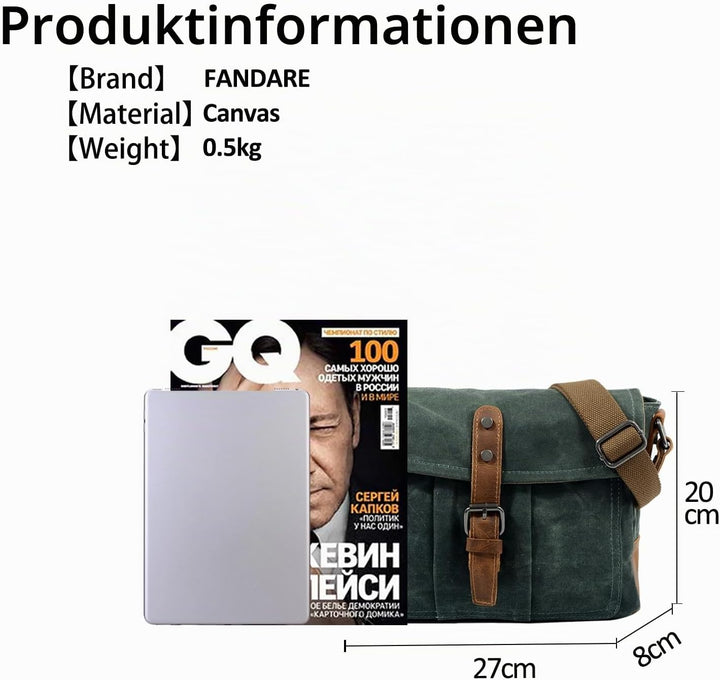 FANDARE New Umhängetasche für Laptop, 7,9 Zoll (7,9 Zoll), Umschlagtasche, Herren, Handel, Reise, mu