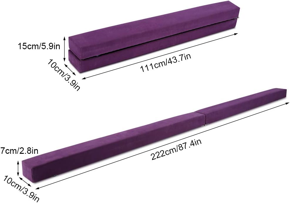 Klappbar Schwebebalken, Gymnastikbalken Aus Wildlederimitat, Faltbar Gymnastik Balance Balken mit Ed