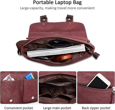 DORRISO Mode Umhängetasche Herren Schultertasche Leinwand Schultertaschen für 13.3 Zoll Laptop Kurie