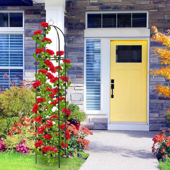 4 x Rankobelisk beschichtetes Metall 190 cm, witterungsbeständige Garten Rankhilfe für Rosen und Blu