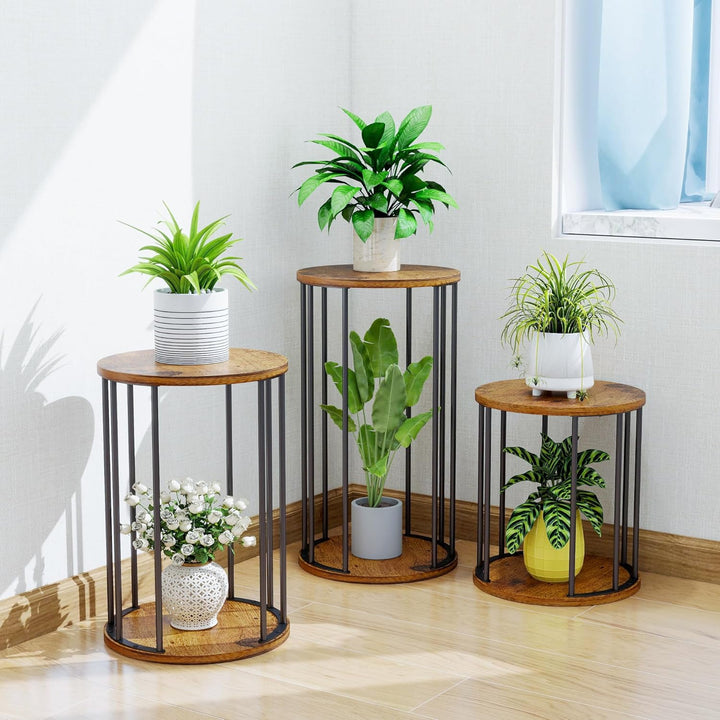 HDANI 3er-Set Rund Pflanzenständer Metall 35/45/55cm,Solider und Robuster Blumenständer für Wohnzimm