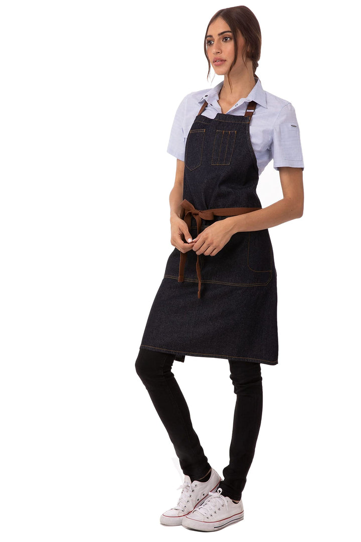 Chef Works Unisex Memphis Bib Apron, Indigo Blue, One Size indigoblau Memphis-Schürze, indigoblau Me