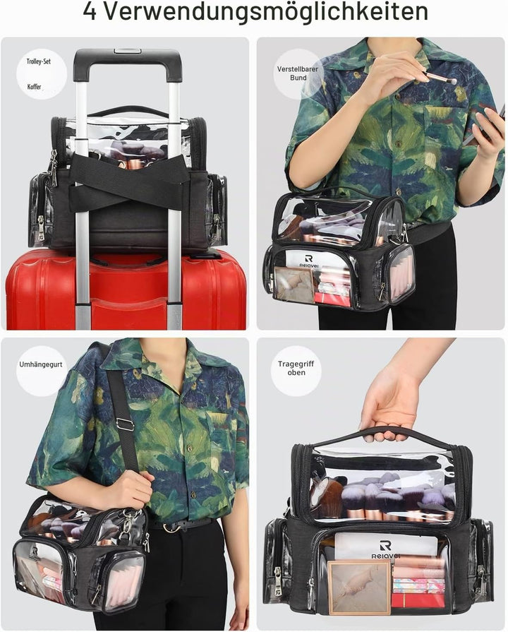 Relavel Make-up Pinsel Tasche, Portable Grosse Make up Pinselhalter, Professioneller Kosmetiktasche,