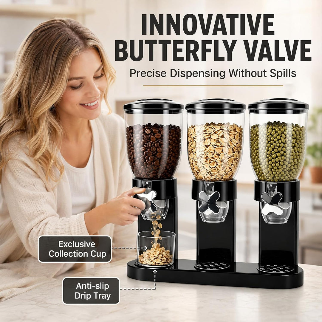 Cereal Dispenser Countertop, 2L Lebensmittelspender, Müslispender Luftdichte Behälter für Müsli, Rei