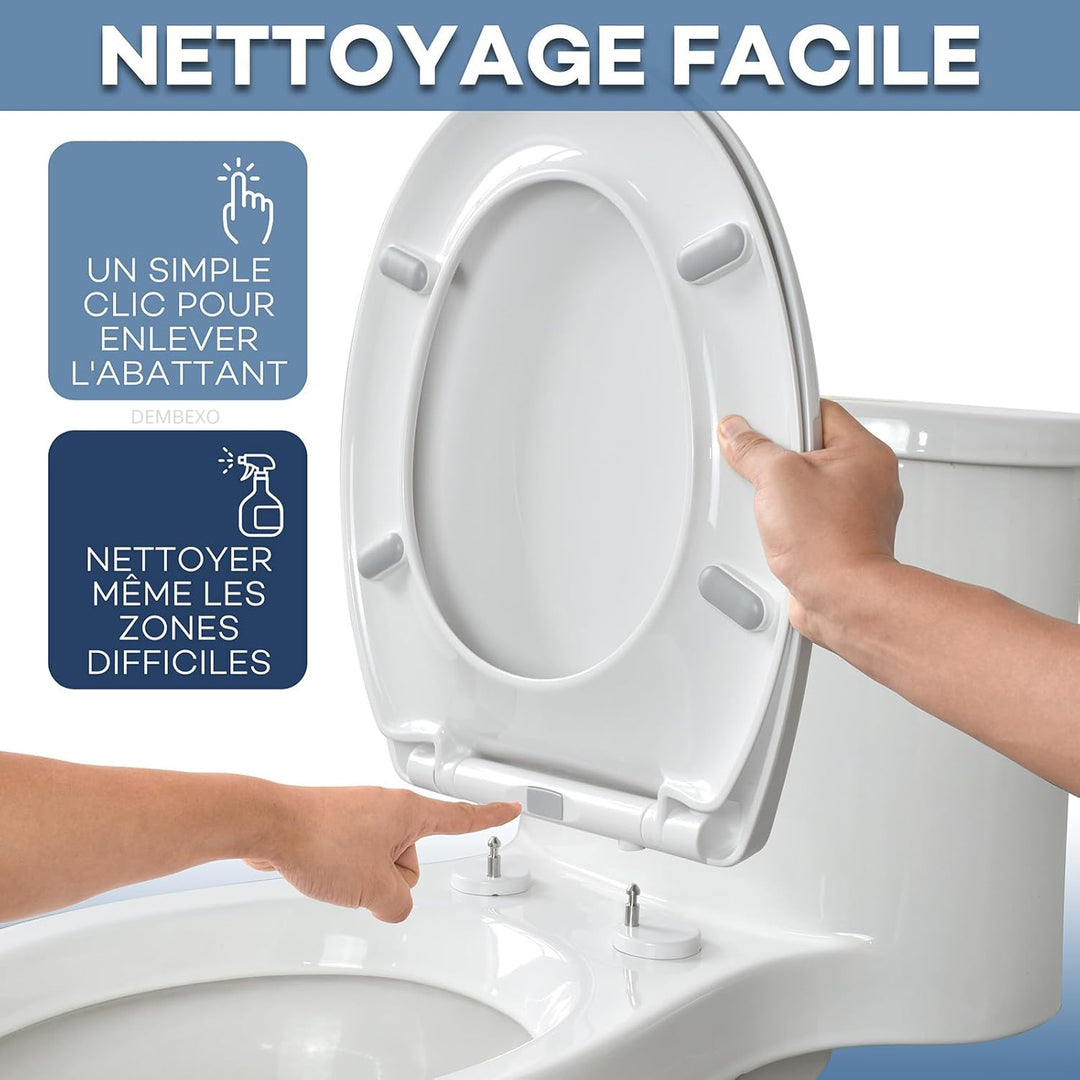 Dembexo® - Premium Toilettendeckel - WC Sitz mit Absenkautomatik, Weiche Schliessung, Mit Anti-Rutsc