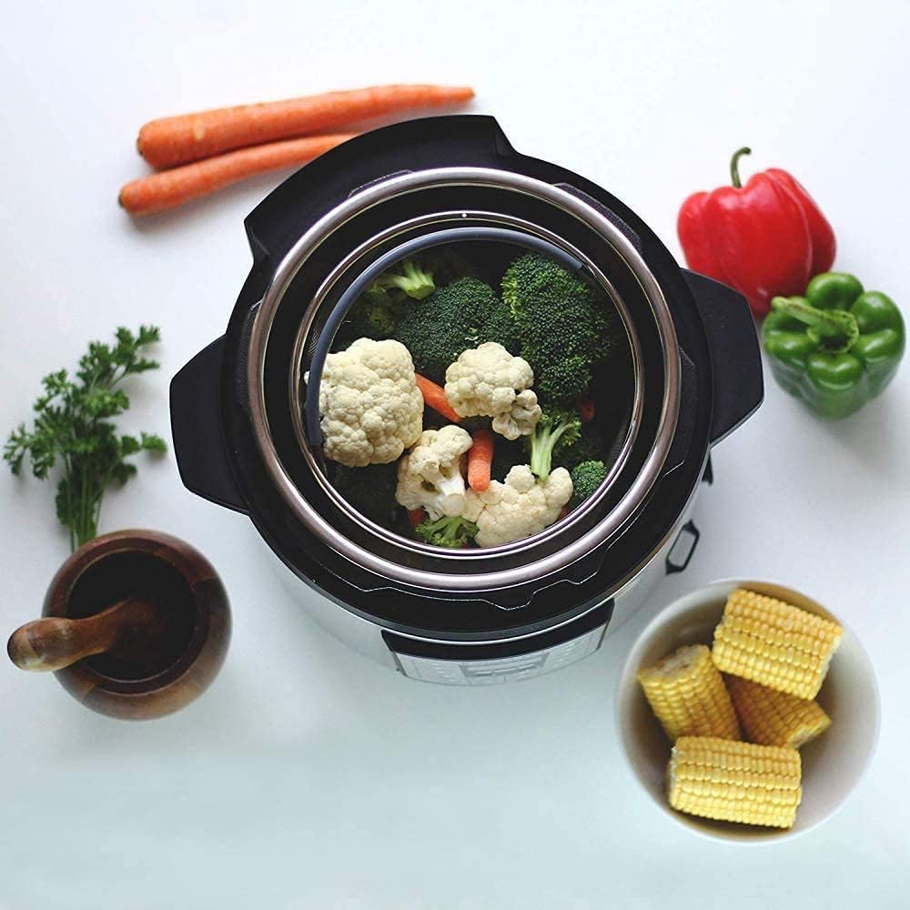 Einsatzkorb 6QT Korb Aus Edelstahl Für Kochtöpfe Dämpfen Von Gemüse,Eier Schwarz 6Qt, Schwarz 6Qt