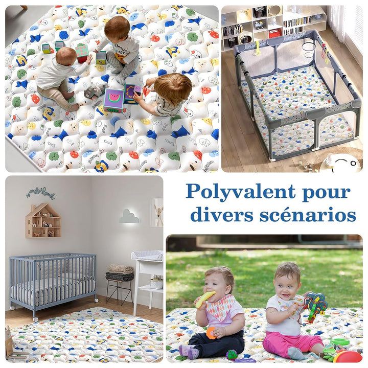 Krabbelmatte Baby – Grosse Spielmatte 150x180cm, Faltbar & Rutschfest für Innen und Aussen – Ideal a