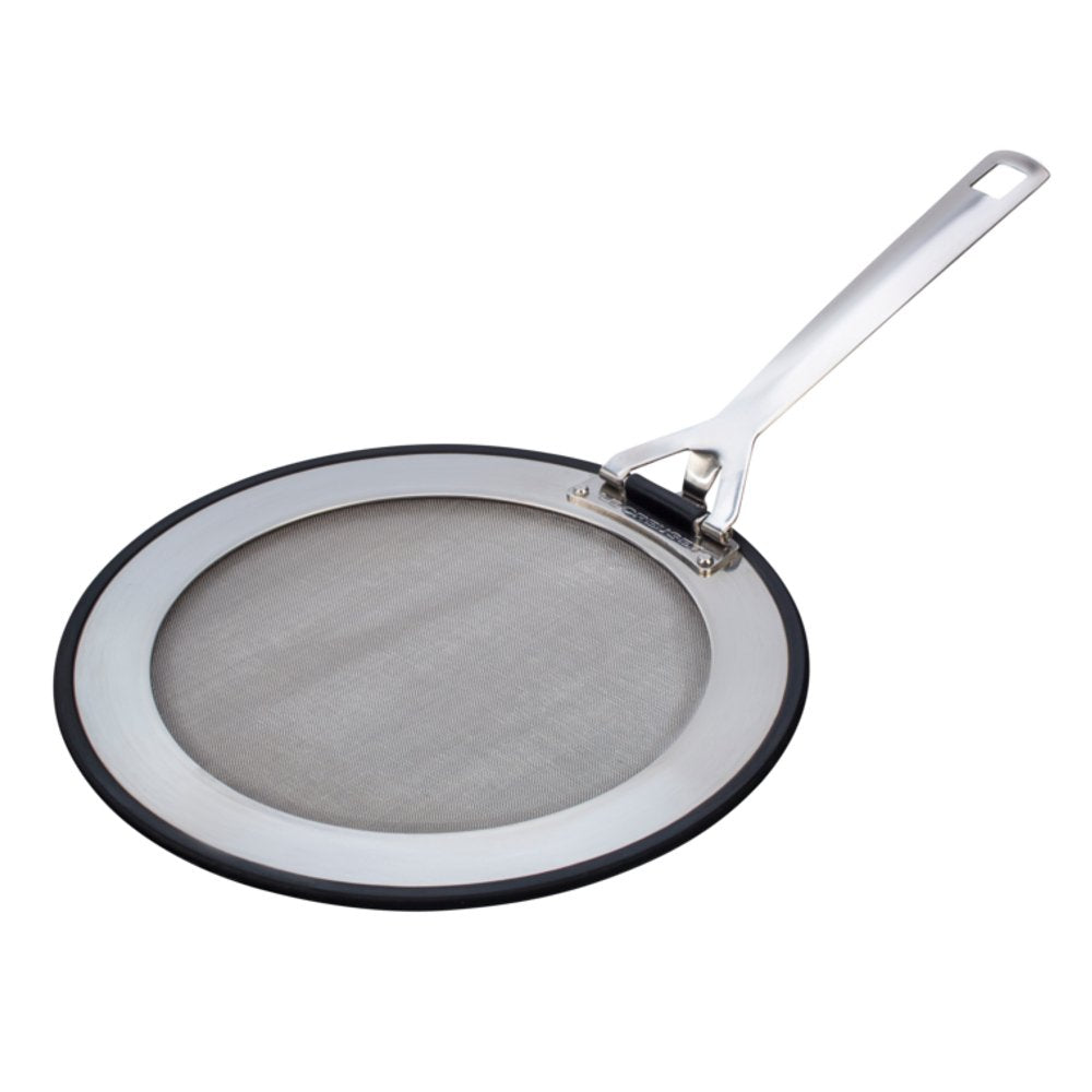Le Creuset 3-ply Pfannenspritzschutz, Ø 20 - 24 cm, Rostfreier Edelstahl, Mit Antirutsch-Silikonrand