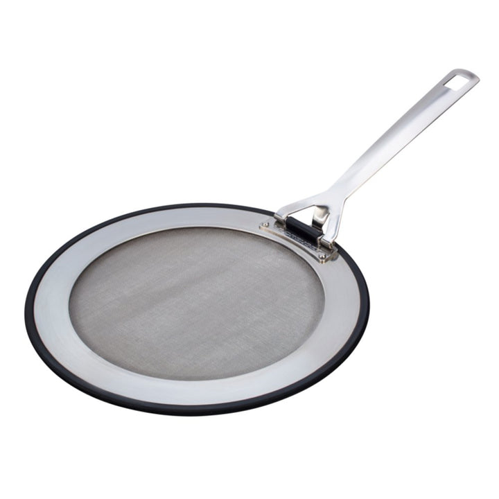 Le Creuset 3-ply Pfannenspritzschutz, Ø 20 - 24 cm, Rostfreier Edelstahl, Mit Antirutsch-Silikonrand