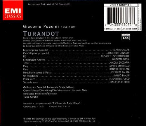 Puccini: Turandot (Gesamtaufnahme) (Aufnahme Mailand 1957), Audio-CD