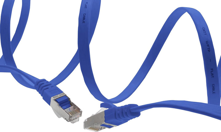 5m - blau - 10 Stück Cat7 Flachkabel Netzwerkkabel Cat 7 Rohkabel Gigabit Lan (10Gbit/s) Flachbandka