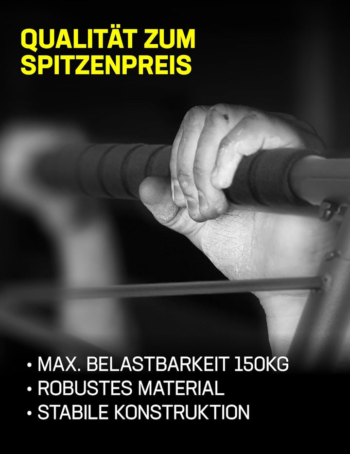 SPORTINATOR® Klimmzugstange für jeden Standard Türrahmen, Masse 100 x 27 x 34 cm, mit gepolsterten G