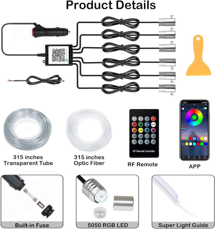 LED Innenbeleuchtung Auto,8M/6 in 1 RGB Auto Innenraumbeleuchtung,12V Led Atmosphäre Licht Auto,App