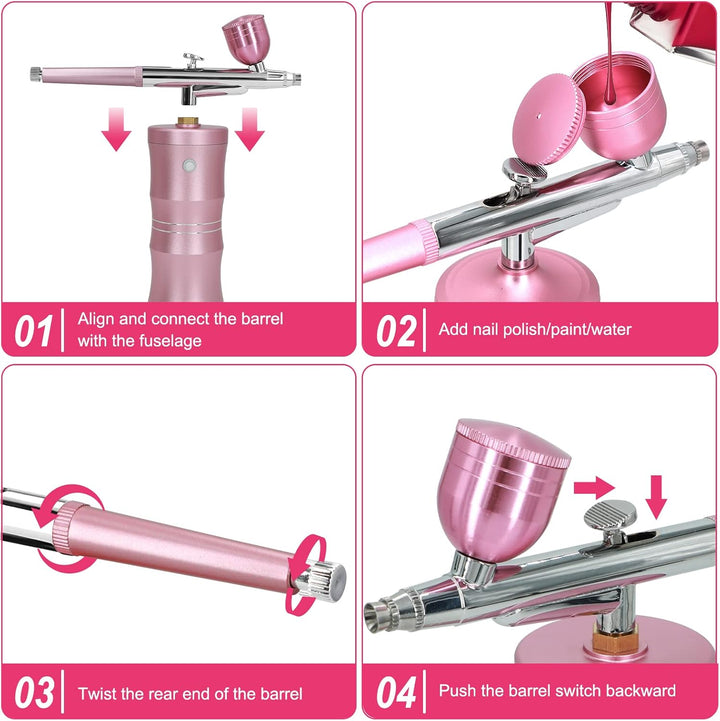 Ykall Airbrush-Kit mit Luftkompressor, Verbessertes 7,4V 34PSI Airbrush-Set, Wiederaufladbare, Tragb