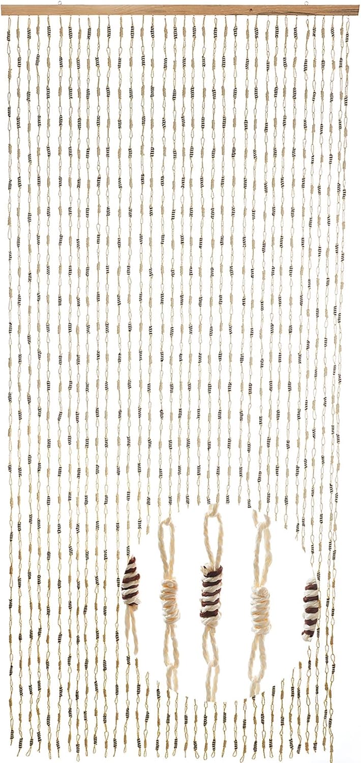 Kobolo Türvorhang Papiervorhang Nature Papier beige braun 35 Stränge 90x200 cm - rechteckig - Indoor