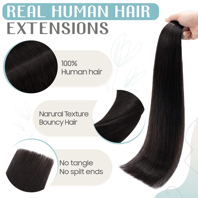 S-noilite Tape Extensions Echthaar 10pcs Extensions Echthaar Naturschwarz Tape In Extensions Echthaa