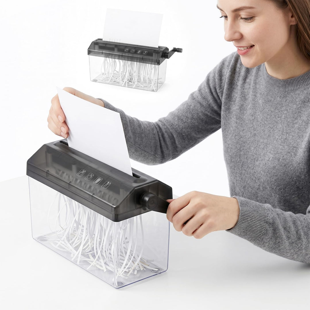 Yuragim Manueller Aktenvernichter A4 mit Kurbel, Kompakter Hand Papierschredder für Büro Zuhause Sch