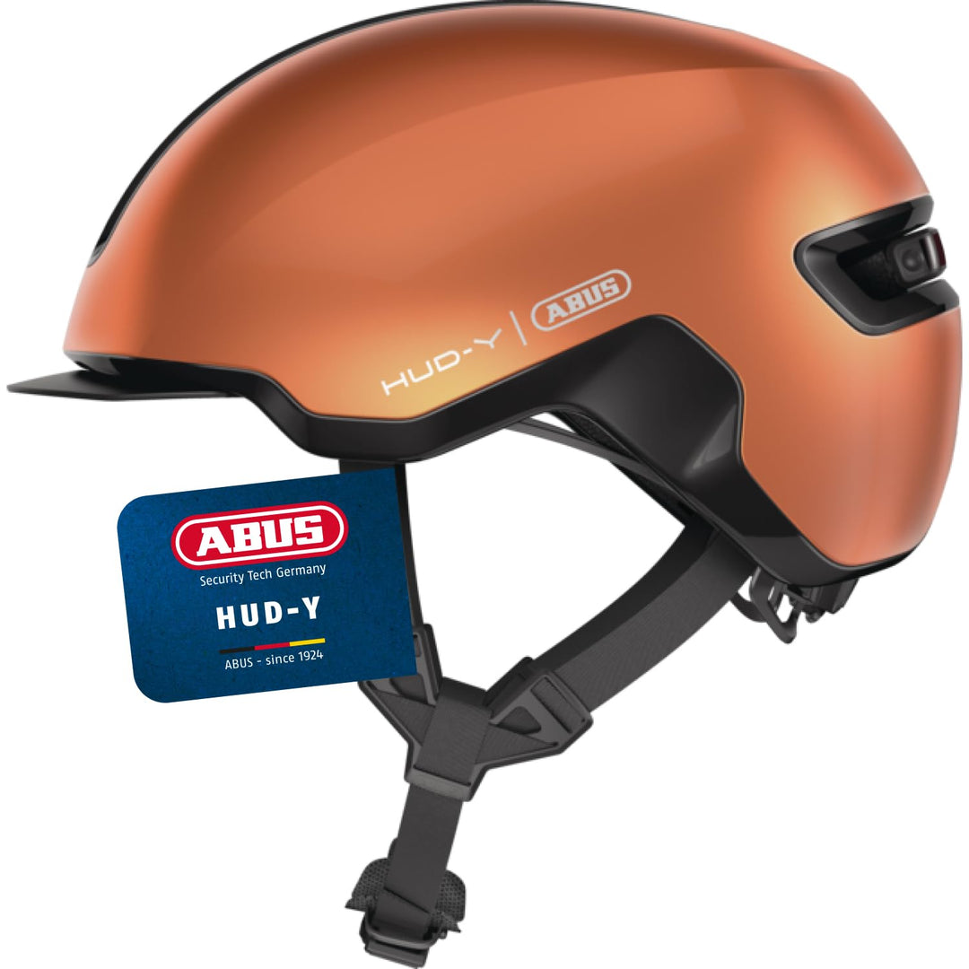 ABUS Urban Helm HUD-Y - mit magnetischem, aufladbarem LED-Rücklicht &amp; Magnetverschluss - cooler Fahr