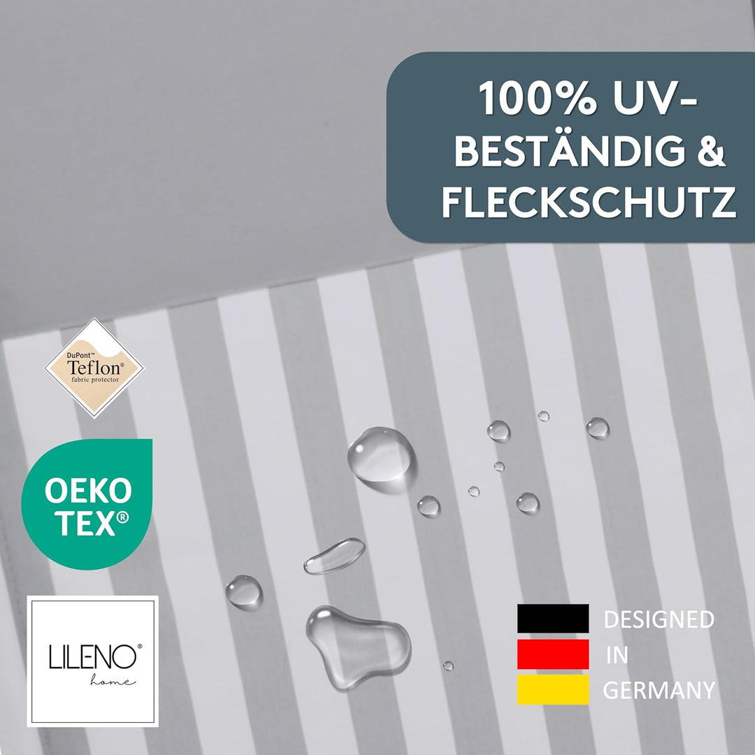 LILENO HOME Gartenstuhl Auflagen als [2er Set - Hochlehner] in Streifen Hellgrau - Uni Hellgrau - Be