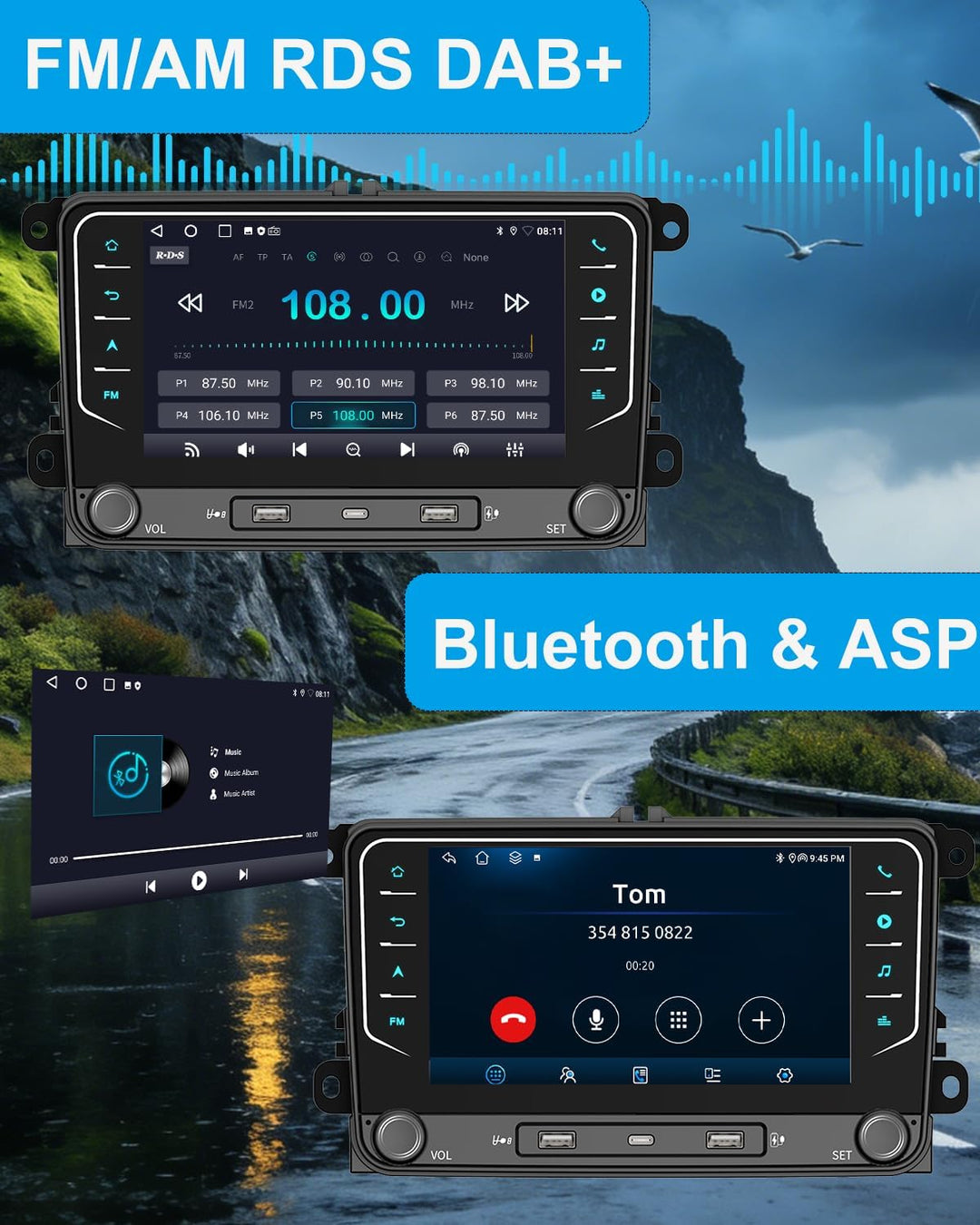 ESSGOO 4+64G Bluetooth Autoradio CarPlay und Android Auto Für VW Golf 5 6 Plus Touran Tiguan EOS Pas