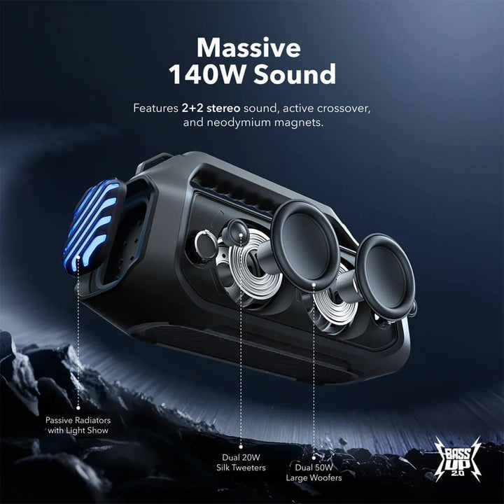 Soundcore by Anker, Boom 2 Plus Bluetooth Lautsprecher, Schwarz