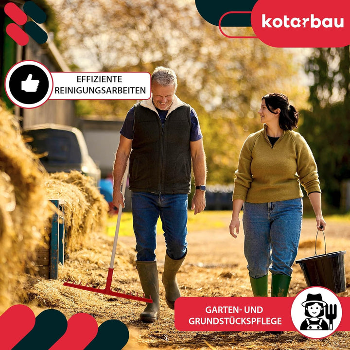 KOTARBAU® Heurechen - 54 cm - mit Holzstiel 1,5 m - Extra-Click - Laubrechen Kunststoff - 14 Zinken