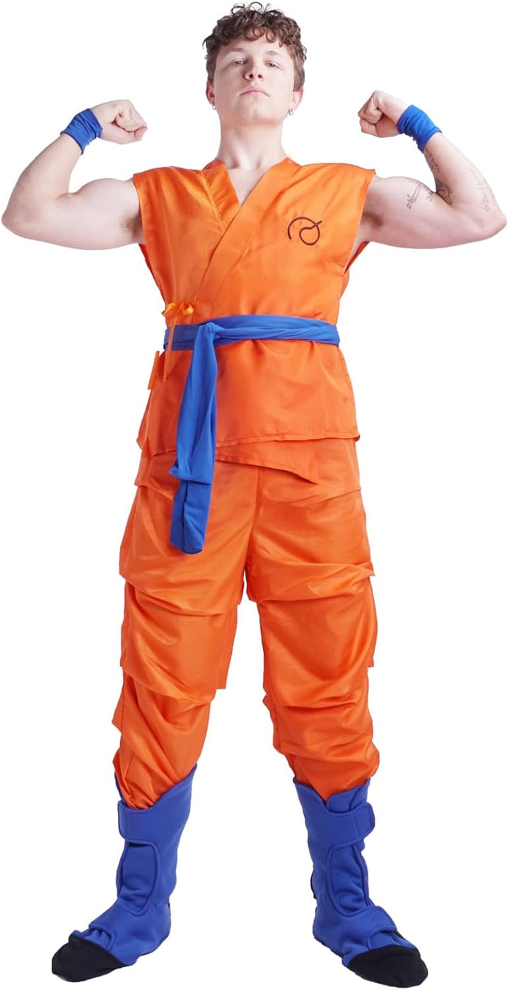CoolChange Son Goku Cosplay Kostüm mit Überschuhen | Golden Frieza Saga | Grösse: M, M