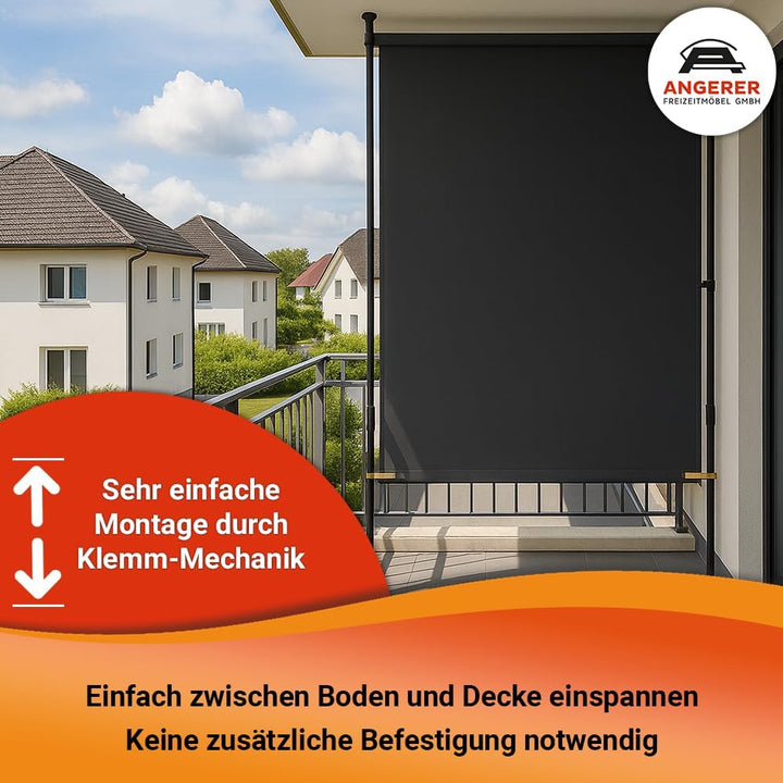 Angerer Balkonsichtschutz, Senkrechtmarkise mit Handkurbel, Terrasse/Balkon, Montage ohne Bohren, Ma