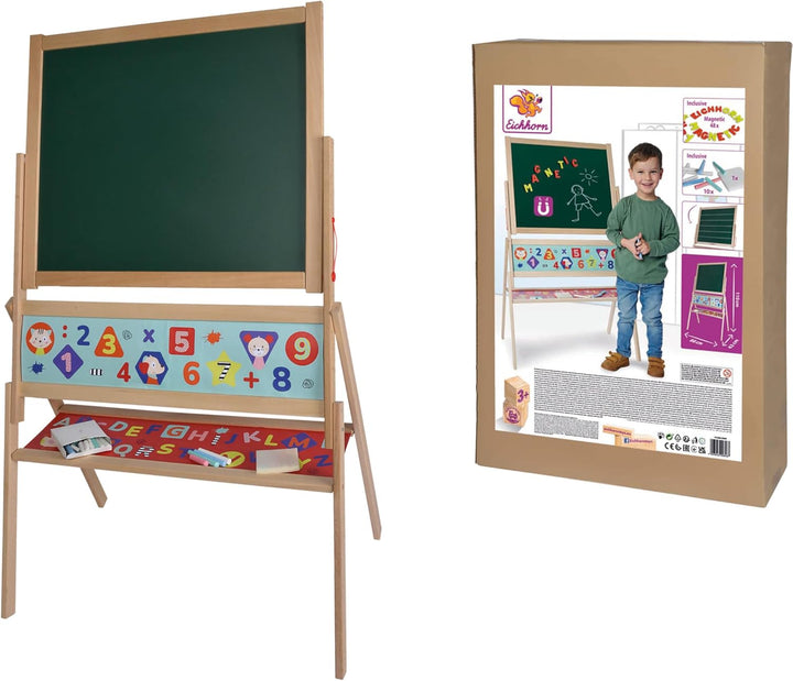 Eichhorn - Magnet Standtafel, Kindertafel mit 48 Magnetbuchstaben, 10 Kreiden und Schwamm, zweiseiti