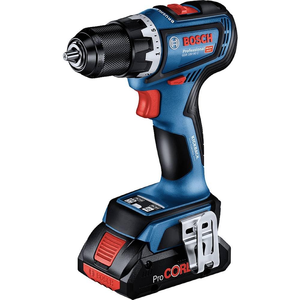 Bosch Professional 18V System Akku Bohrschrauber GSR 18V-90 C (inkl. 2x ProCORE Akkus 4.0Ah, Schnell