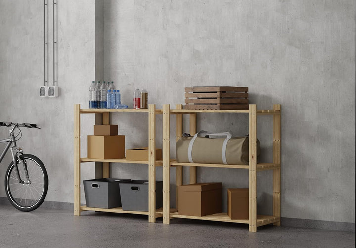 Lenmar Serie B Holzregal, Kiefer, Holz, Hellbeige, B-21 90 x 80 x 40 cm, 5 Böden, Bücherregal, Holzr