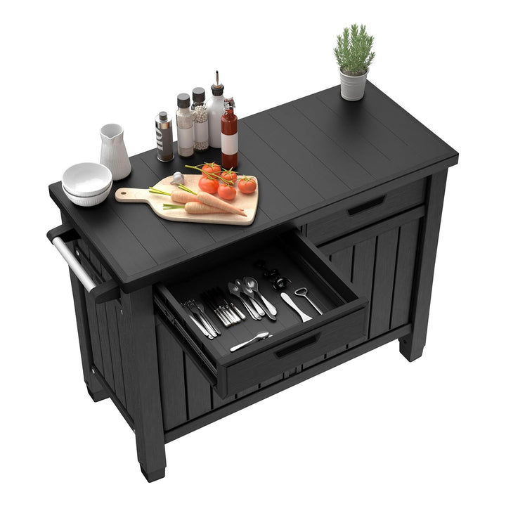 Keter Barbecue Unity XL, ideal als Halterung für die Zubereitung des Grills, 134 x 51,7 x 90 cm, Gra
