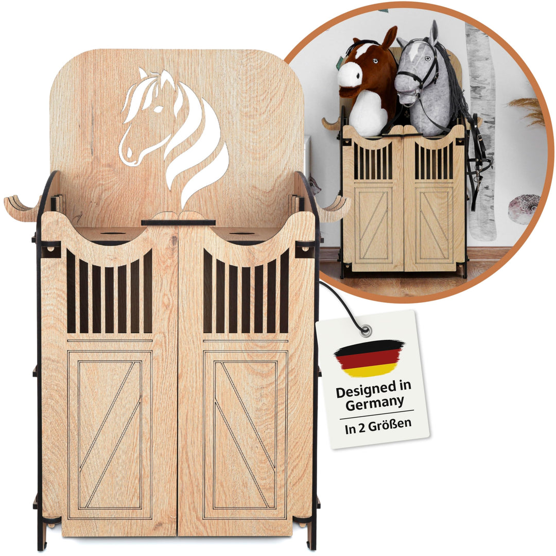 Hobby Horse Stall 2 Pferde – Praktische Halterung für Steckenpferde | Hochwertiger Hobby Horsing Pfe