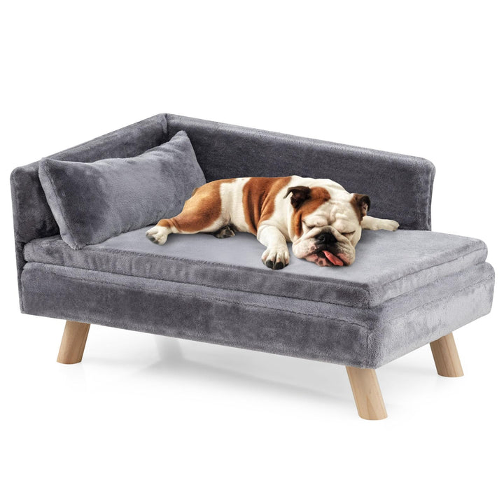 COSTWAY Katzensofa Luxus, Katzenbett erhöht, bis 50 kg, Katzencouch mit 2 Kissens, Rückenlehne &amp; Hol