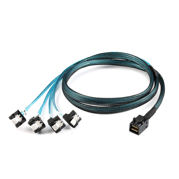 YIWENTEC Interne HD Mini SAS (SFF-8643 Host) auf 90 Grad 4 SATA (Target) Festplattenkabel (8643 SATA