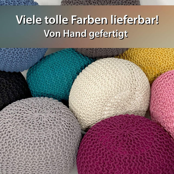 casamia Pouf Bodenkissen ø45 o. 55cm Sitzpouf Hocker nachhaltig f. innen u. aussen Farbe grau - Silb