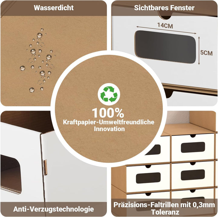 Aufbewahrungsboxen mit Sichtfenster & Schublade,10er Set,33x30x35 cm/Stapelbare Schuhkartons aus Pap