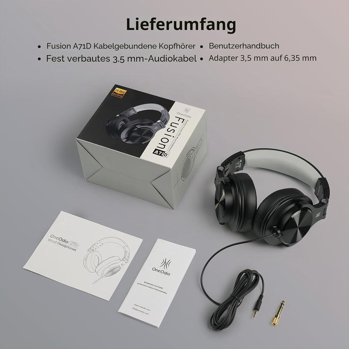 OneOdio A71D Over-Ear Kopfhörer, Studio Monitor Kopfhörer mit Kabel, Hi-Res Audio, faltbares Design