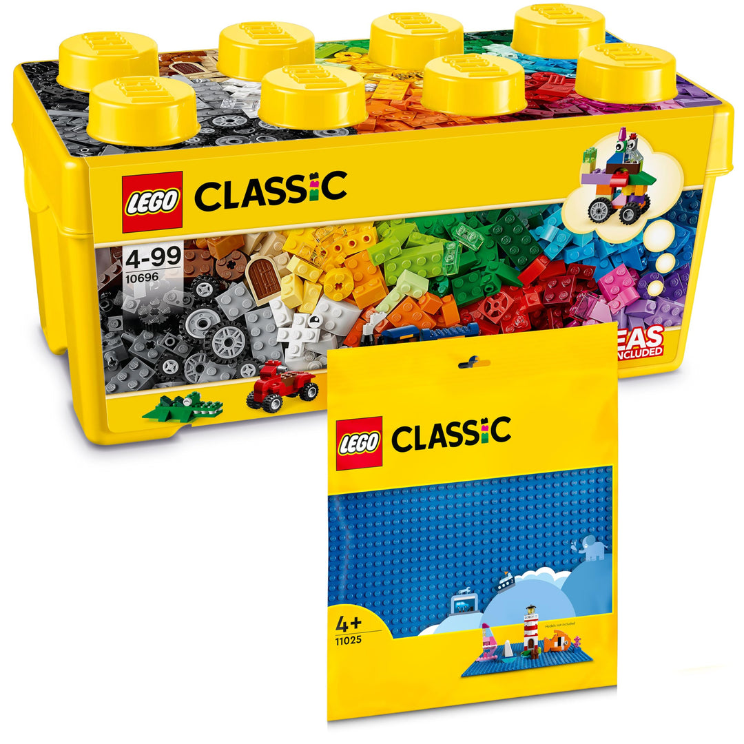 Lego Classic Bausteine Box Mittelgross + Blaue Lego Platte: Aufbewahrungsboxen & Lego Platten Bundle